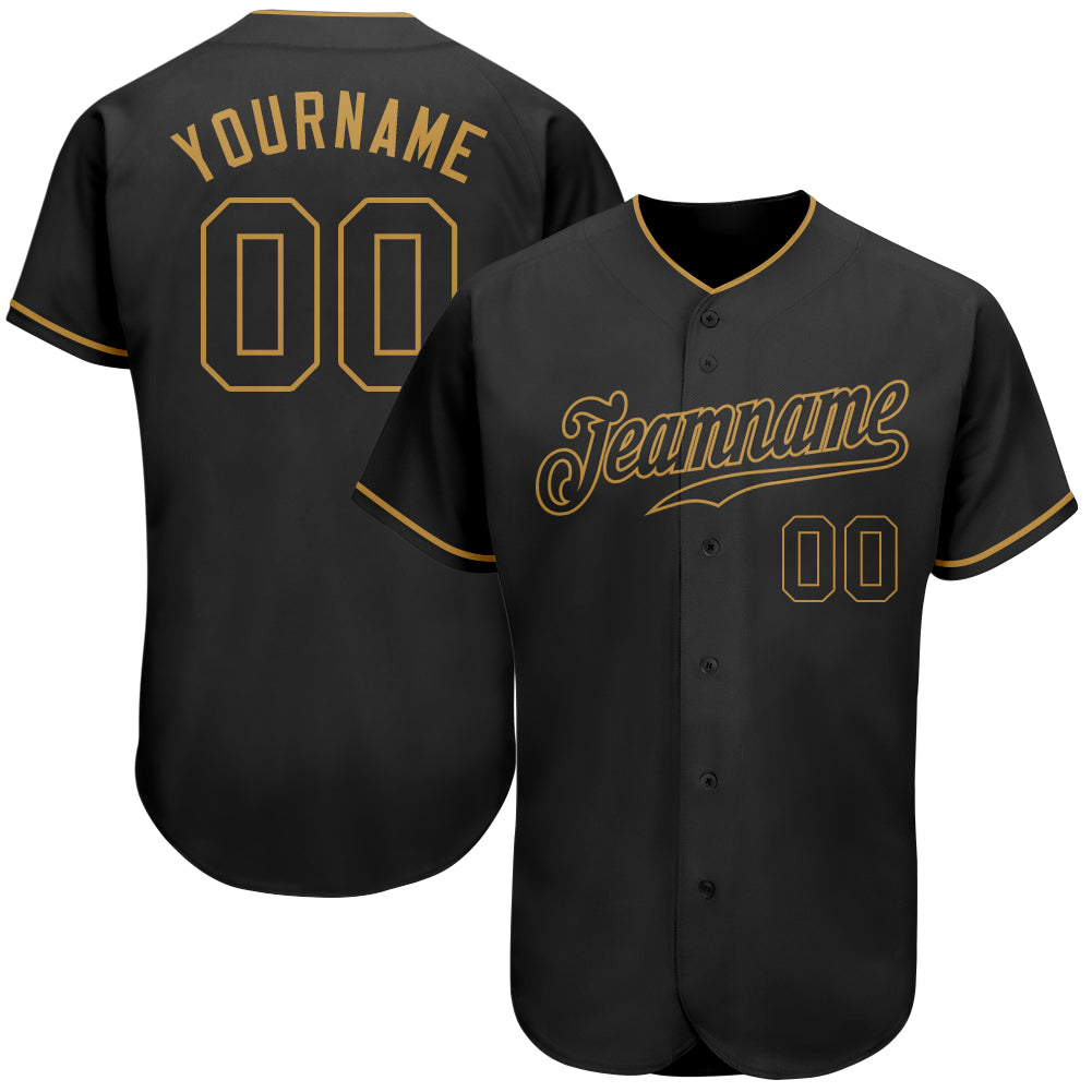 Custom Black Black-Old Gold Baseball Shirt