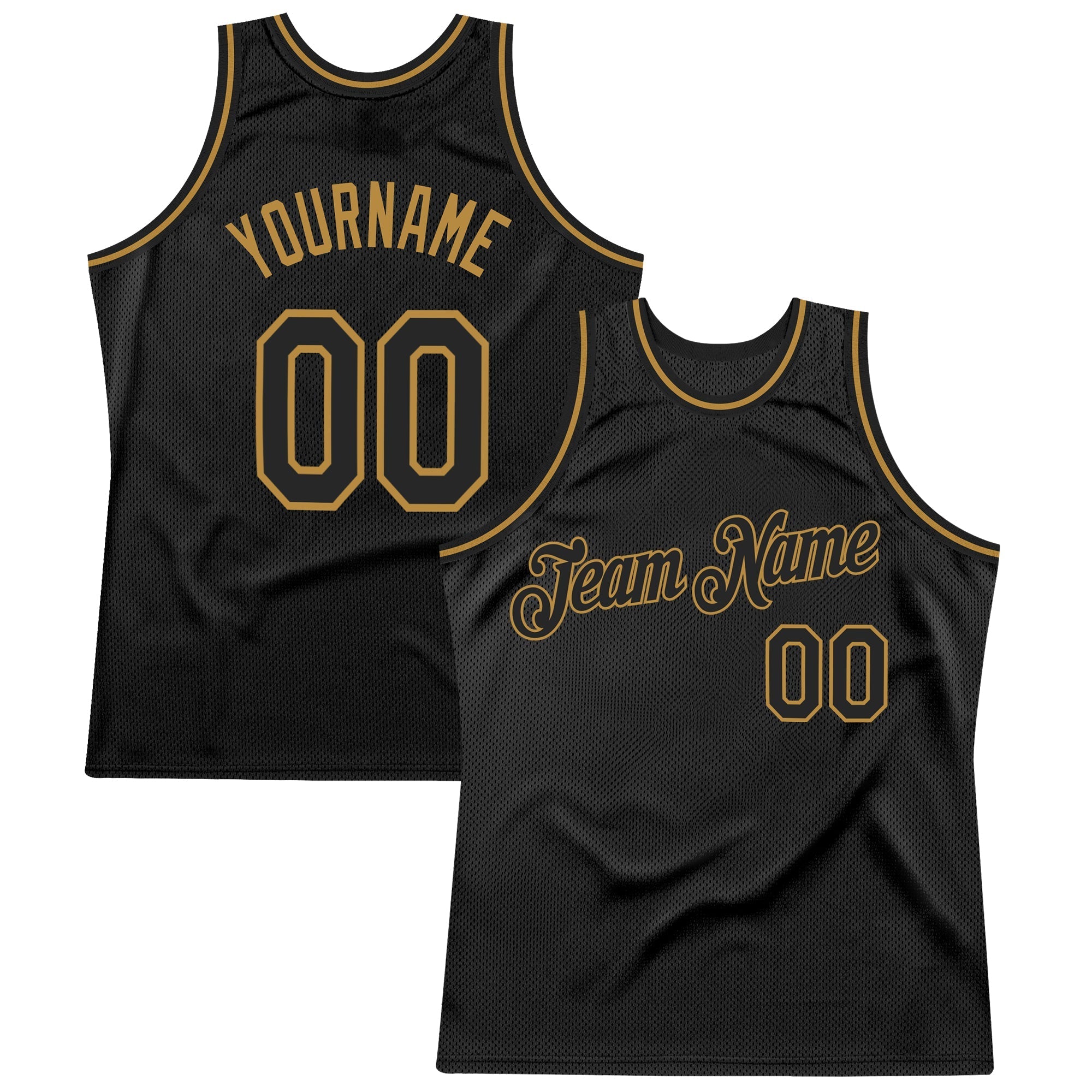 Custom Black Black-Old Gold Throwback Basketball Shirt