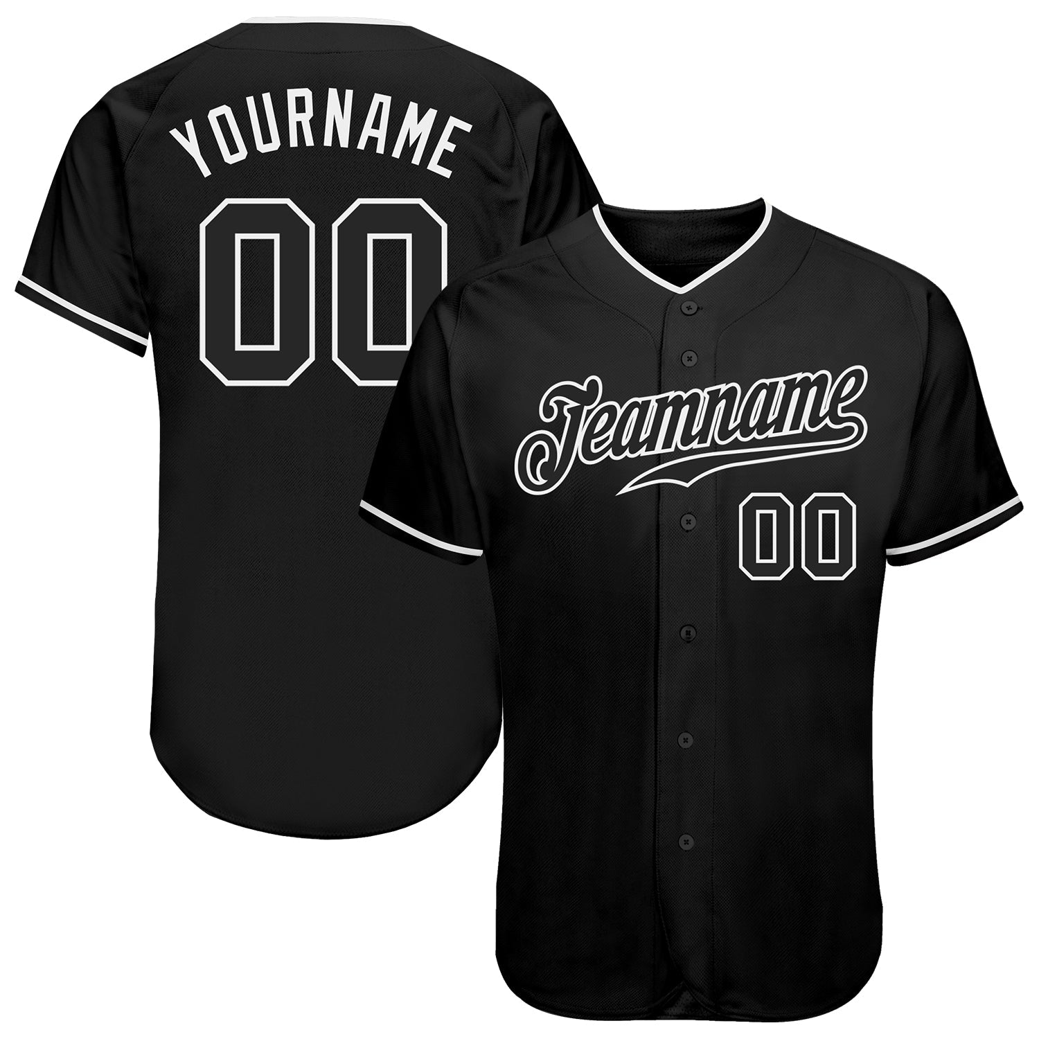 Custom Black Black-White Baseball Shirt