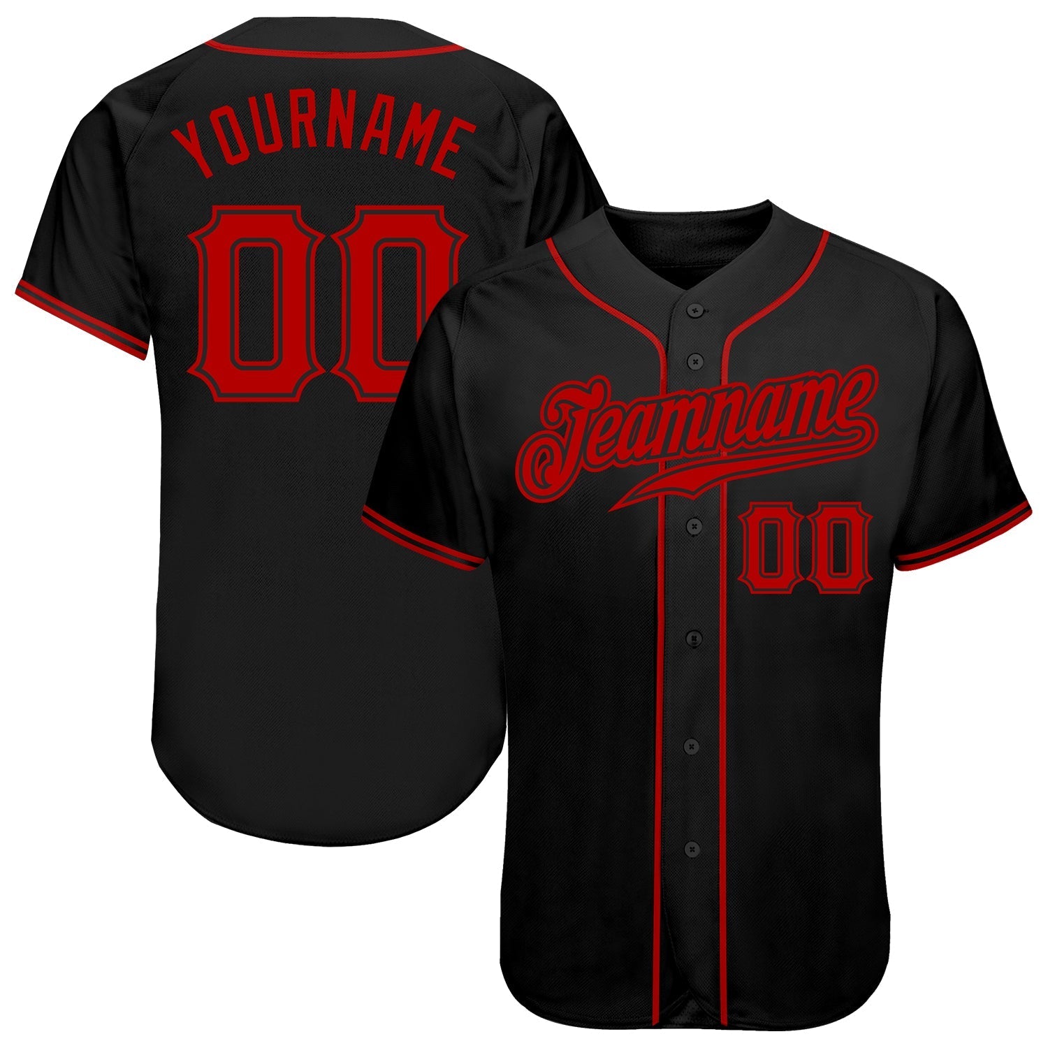 Custom Black Red Baseball Shirt