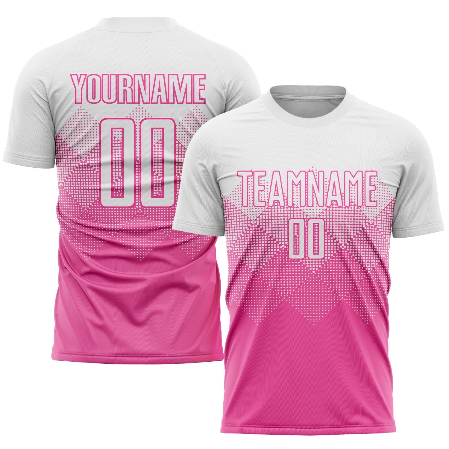 Custom Pink White Sublimation Soccer Uniform Shirt