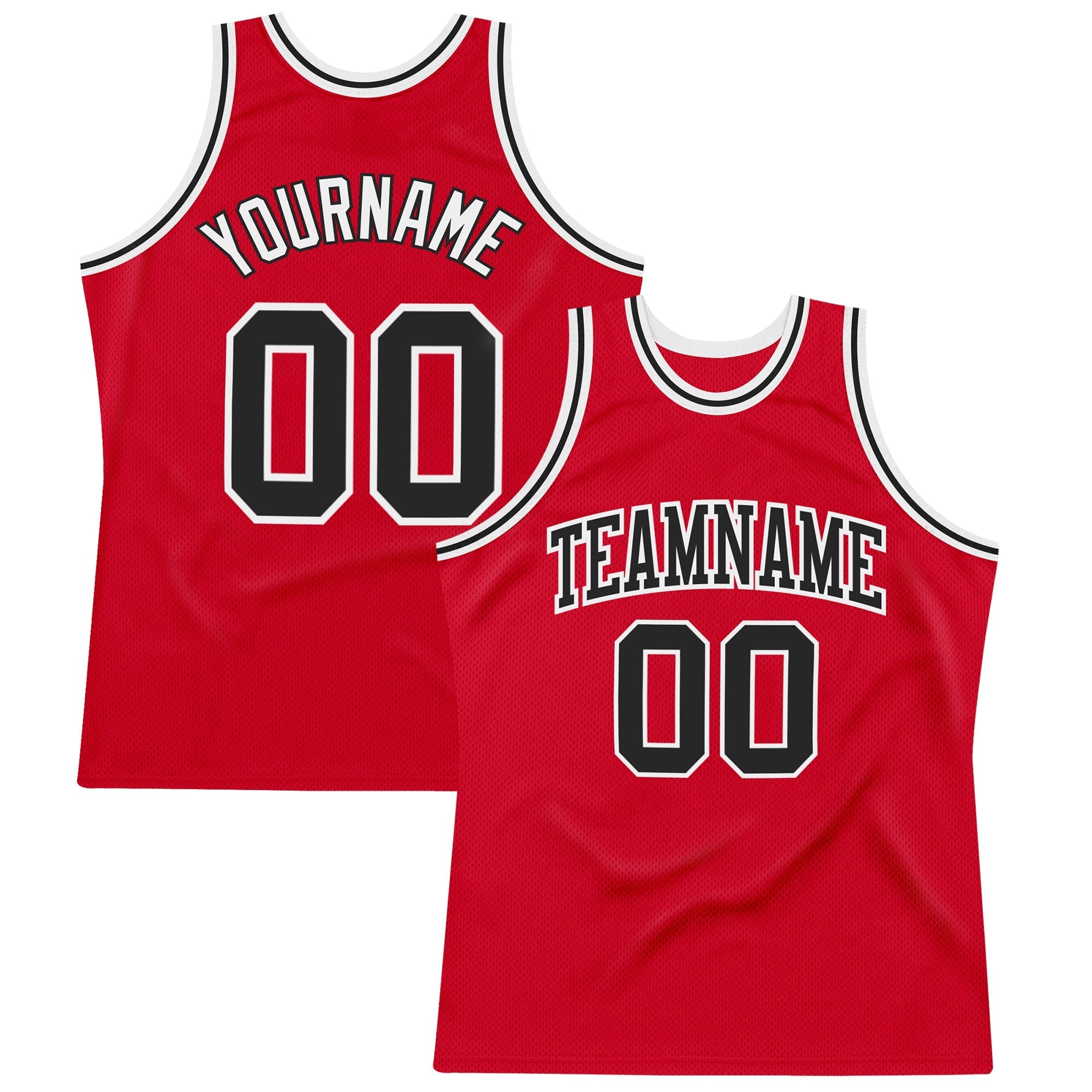Custom Red Black-White Throwback Basketball Shirt