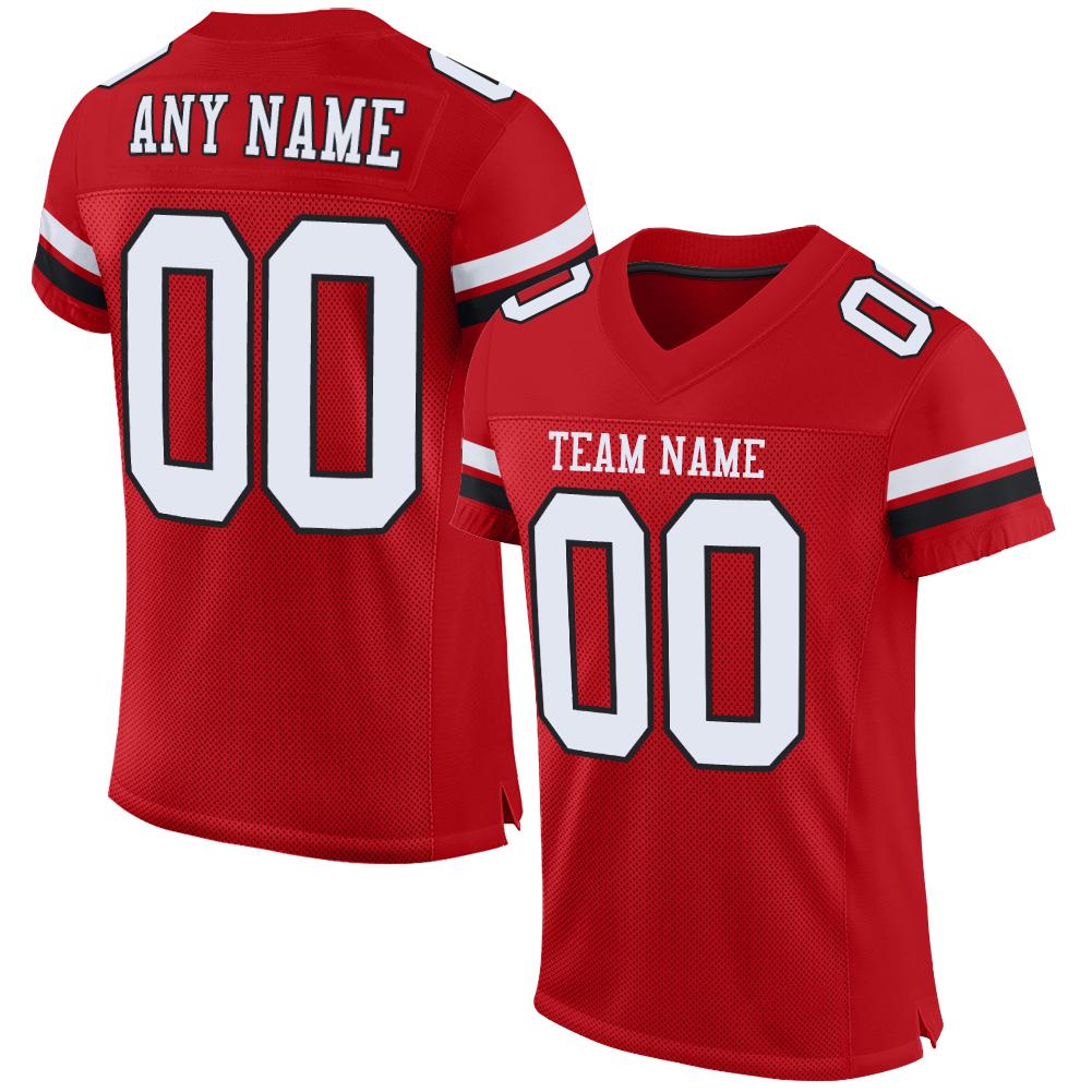 Custom Red White-Black Mesh Football Shirt