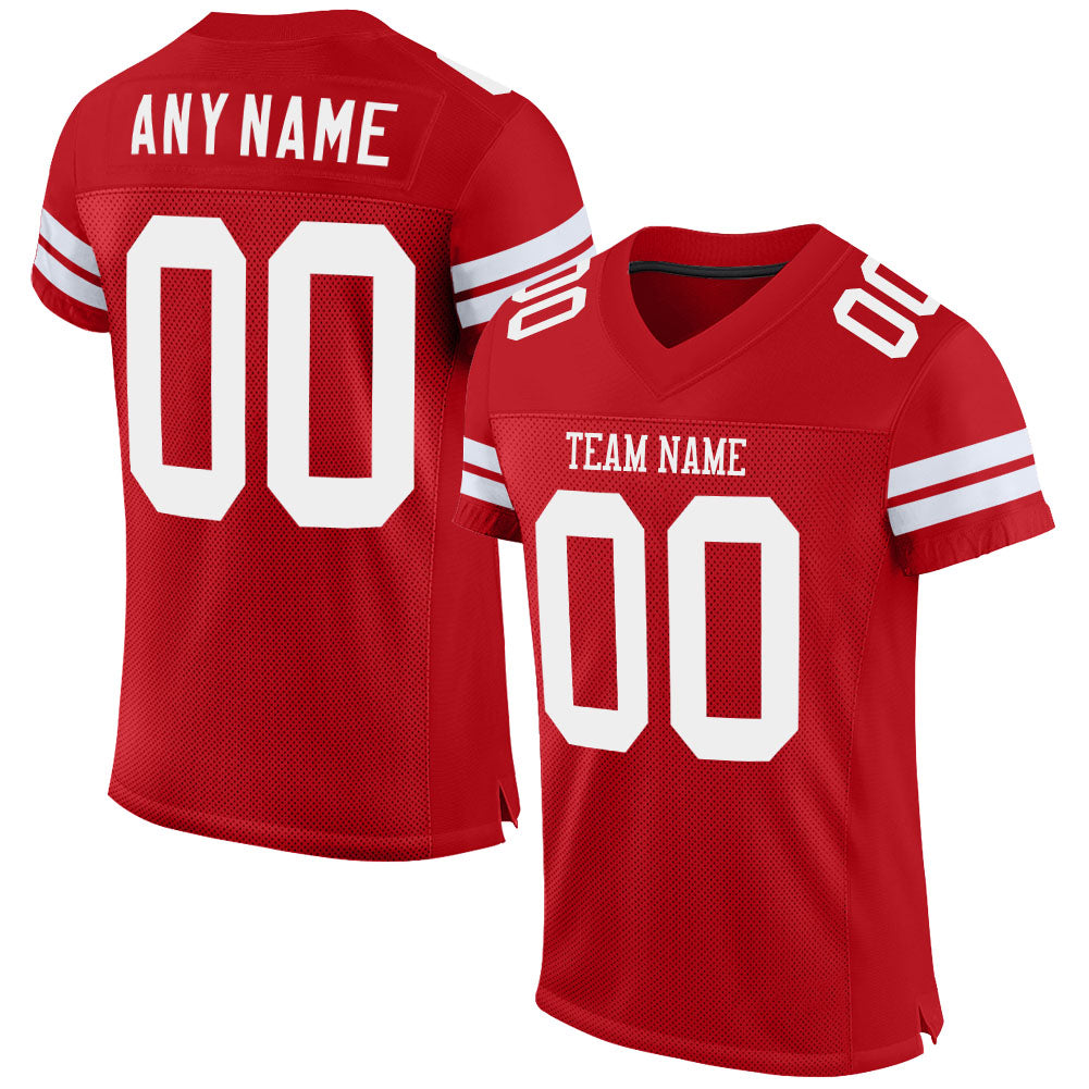 Custom Red White Mesh Football Shirt