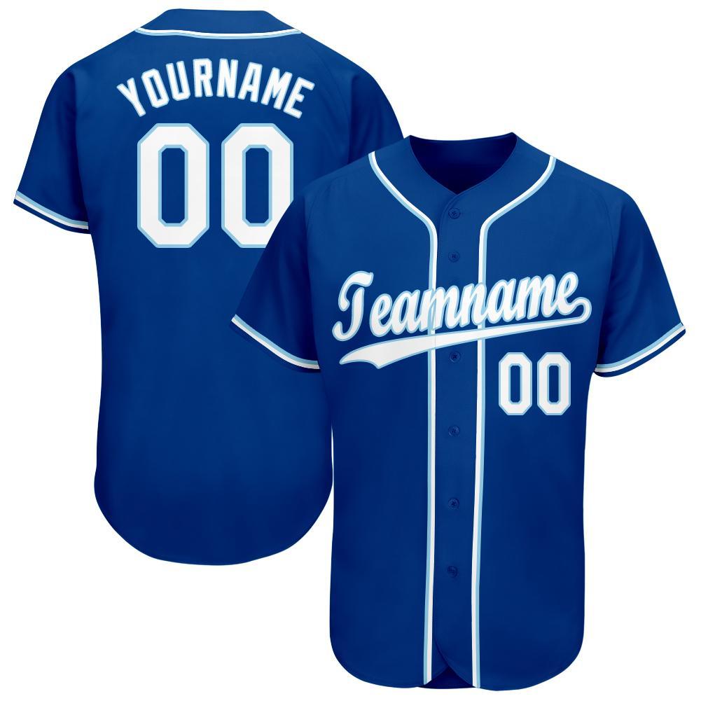 Custom Royal White-Light Blue Baseball Shirt